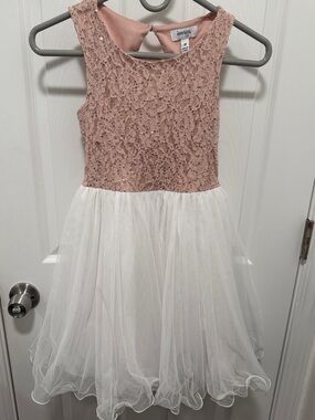 Speechless Girls Pink Lace Bodice White Tulle Party Dress size 10